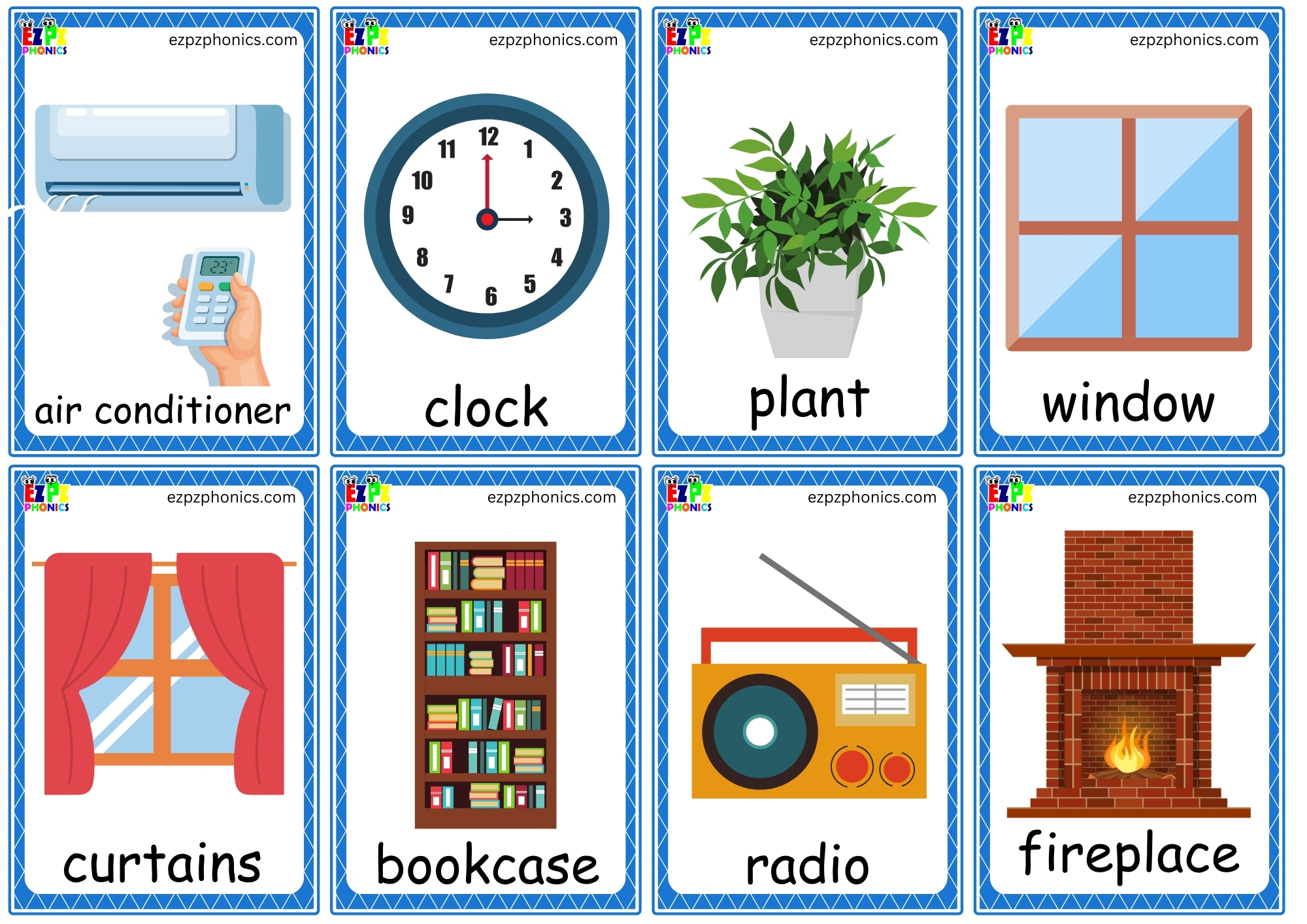 My First English Words for the Living Room Mini Flashcards and Game Cards Free PDF Download